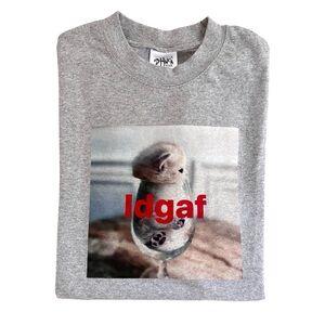 Handmade one of a kind IDGAF cat graphic tee